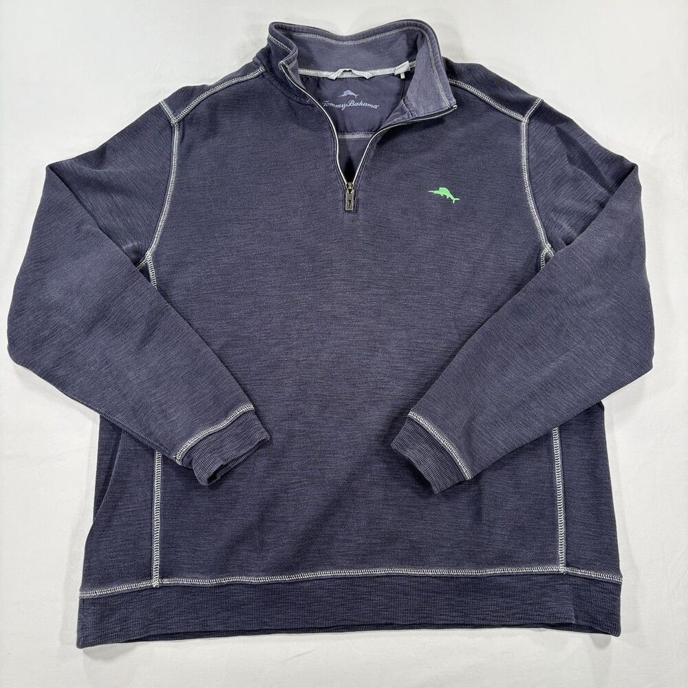 Tommy Bahama Tobago Bay 1/4 Half Zip Sweatshirt Men’s XL Island Navy Sweater